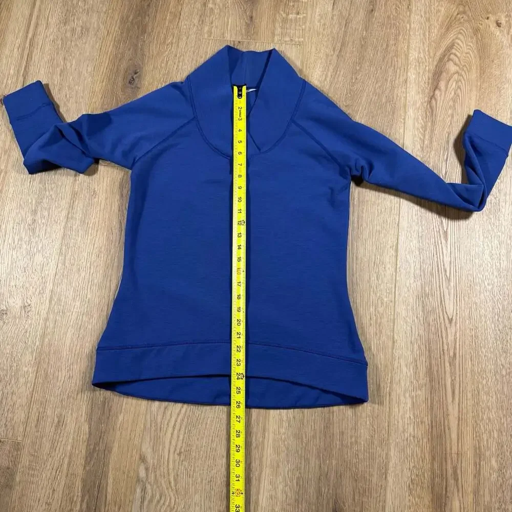 Athleta Blue SoftTech Shawl Collar Pullover Sweatshirt Size Medium - Picture 5 of 6